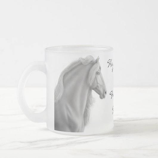 Tasse frisonne en verre givré de cheval (Gauche)