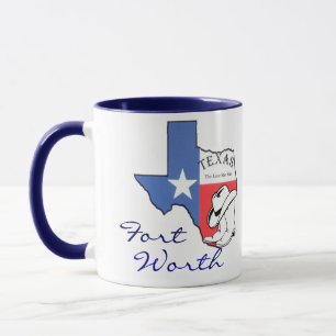 Tasse Ft Worth Texas carte de l'État avec étoile,