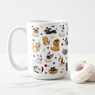 Tasse Funny Cartoon Pets Chats et chiens mignons