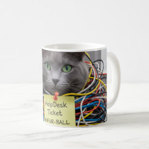 Tasse Fur-Ball, IT / Help Desk, Chat drôle au bure