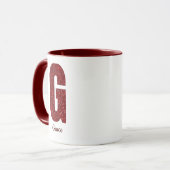 Tasse G Monogramme Pailleté Moderne avec Nom (Devant gauche)