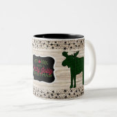 Tasse gaie de Noël d'orignaux de plaid de houx (Devant droit)