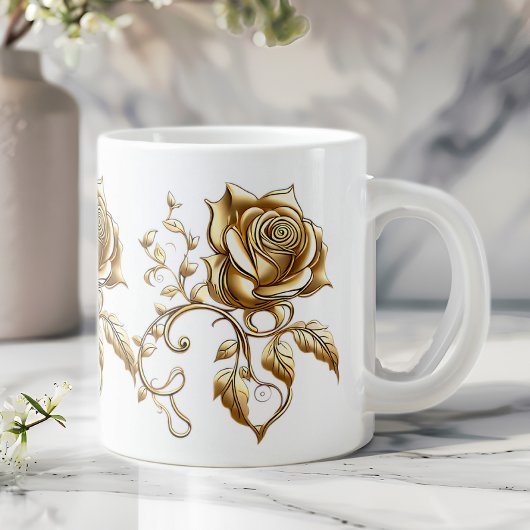 Tasse géante à café Roses d'or