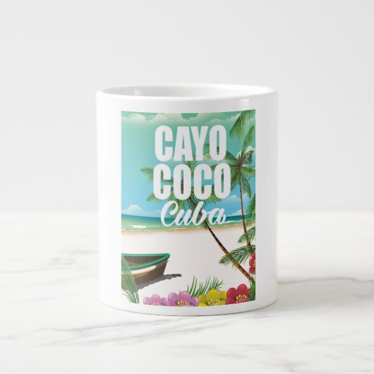 Tasse Géante Affiche de vacances de plage cubaines à Cayo Coco (Devant)