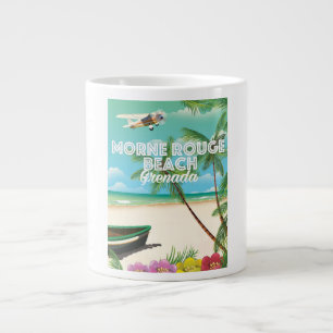 Tasse Géante Affiche de voyage de la plage de Morne Rouge à Gre