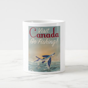 Tasse Géante Affiche de voyage de pêche vintage Canada