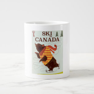Tasse Géante Affiche de voyage vintage de ski au Canada