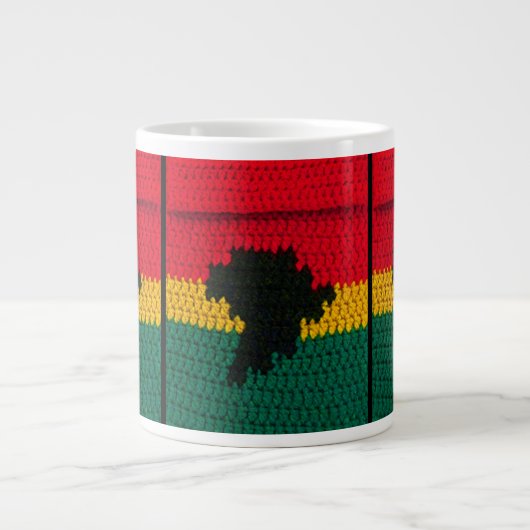 Tasse Géante Afrique Noir Rouge Or Vert Bright Crochet Imprimer (Devant)