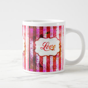 Tasse Géante Amour rose avec des rayures