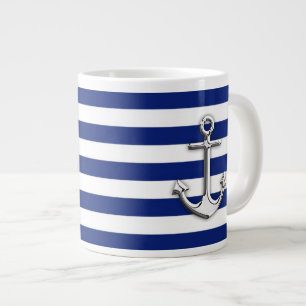 Tasse Géante Ancre Chrome sur les rayures de marine