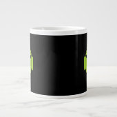 Tasse Géante Android Robot Moustache Style sur Noir (Devant)