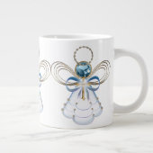 Tasse Géante Ange de Noël de foi Élégant or bleu (Droite)