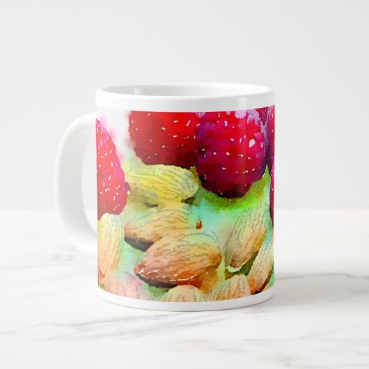 Tasse Géante Aquarelle de framboises et d'amandes (Devant gauche)