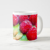 Tasse Géante Aquarelle de framboises et d'amandes (Devant droit)