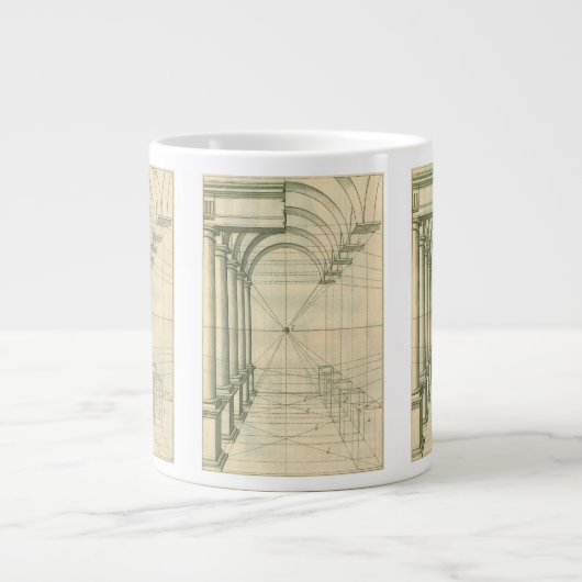 Tasse Géante Architecture vintage, Perspective Colonnes Arches (Devant)