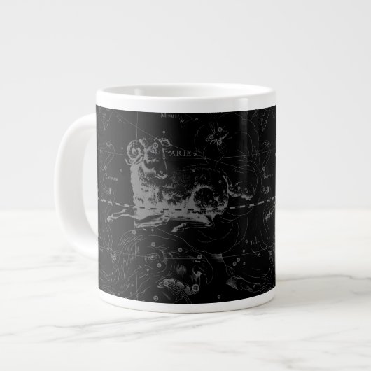 Tasse Géante Aries Constellation Hevelius Vintage sur Black (Devant gauche)