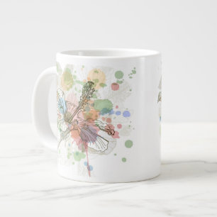 Tasse Géante arrière - plan de fleurs et d'aquarelle Hibiscus