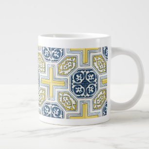 Tasse Géante Art Carrelage géométrique des Faux bleu jaune