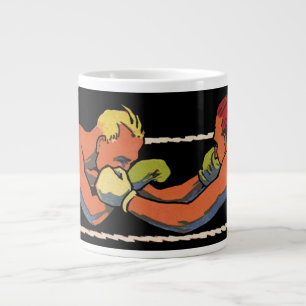 Tasse Géante Art Déco vintage de boxe sportive, Boxeurs se frap