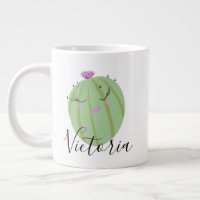 Tasse géante avec nom doodle fille cactus café