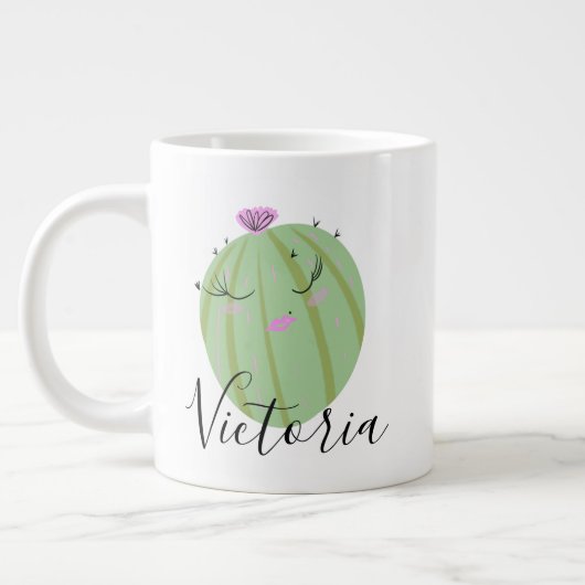 Tasse géante avec nom doodle fille cactus café (Gauche)