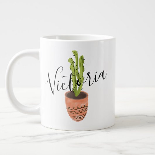 Tasse géante avec nom écriture manuscrite cactus c (Gauche)