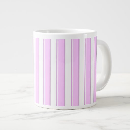 Tasse Géante Bandes roses sur blanc (Devant droit)