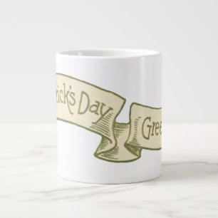 Tasse Géante Bannière dorée de vœux vintage pour la Saint-Patri