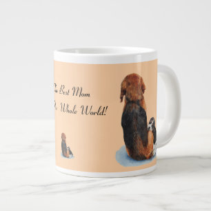 Tasse Géante Beagle chiot mignon avec maman chien art réaliste