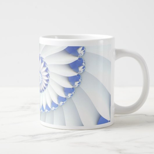 Tasse Géante Beau Bleu & Blanc Mer Shell Art Fractal fin (Droite)