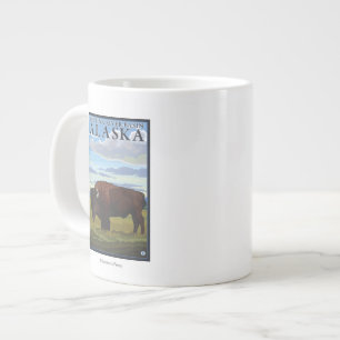 Tasse Géante Bison Scene - bassin de la rivière Chitina, Alaska