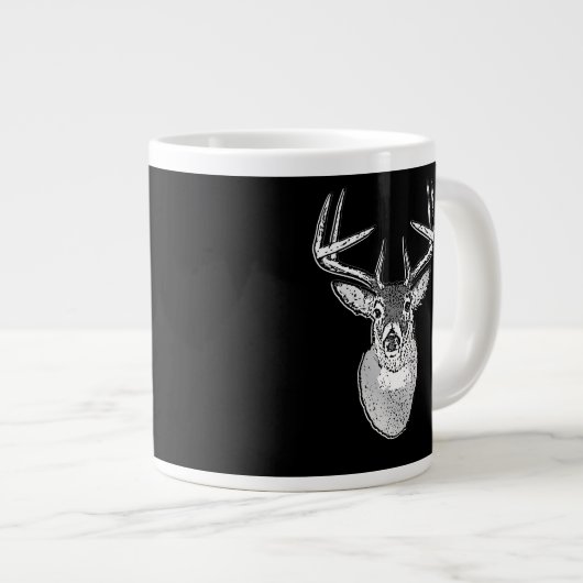 Tasse Géante Buck sur la tête de cerf de queue blanche noire (Devant droit)