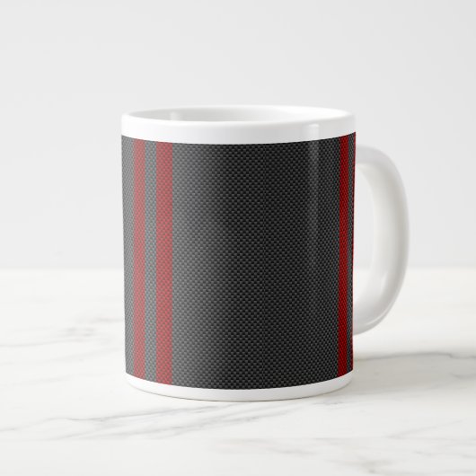 Tasse Géante Burgundy Red Carbon Fibres Stripes (Devant droit)