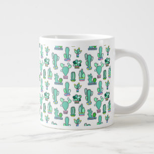 Tasse Géante Cactus vert à la menthe et Motif Plante succulent