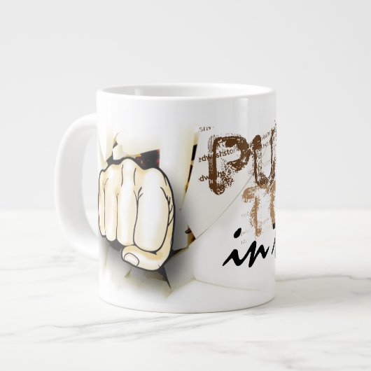 Tasse Géante Café. Poinçon aujourd'hui dans le visage (Devant gauche)