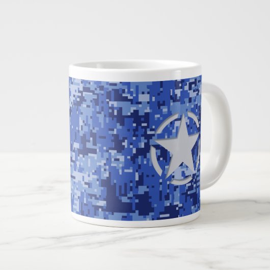 Tasse Géante Camouflage numérique bleu Star Navy (Devant droit)