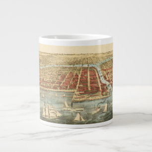 Tasse Géante Carte ancienne de Chicago, rue LaSalle et rivière