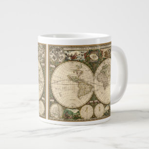 Tasse Géante Carte du monde antique de 1660 par Frederick de Wi