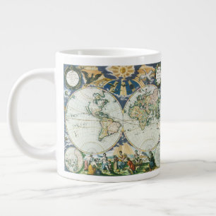 Tasse Géante Carte vintage du Vieux Monde par Pieter Goos, 1666