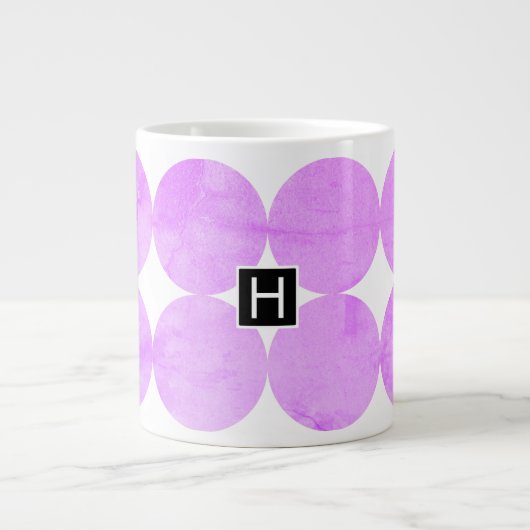 Tasse Géante Cercles violets modernes | Monogramme (Devant)