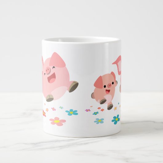 Tasse Géante C'est le printemps ! ! - Deux mignons cochons de c (Devant)