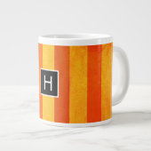 Tasse Géante Chaud Patiné Orange Rouge rayures Monogramme (Devant droit)