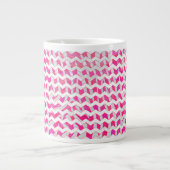 Tasse Géante Chaud rose et blanc Chevron Zebra (Devant)