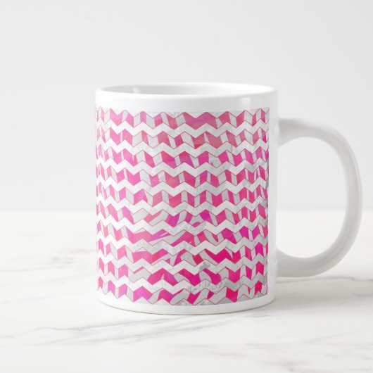 Tasse Géante Chaud rose et blanc Chevron Zebra (Droite)