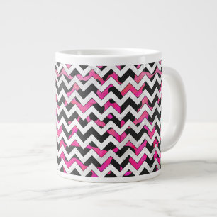 Tasse Géante Chevron Cow Hot rose et noir