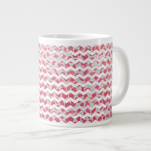 Tasse Géante ChevronDalmatien rose et blanc (Devant droit)