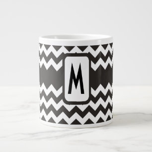 Tasse Géante Chevrons noir et blanc monogramme