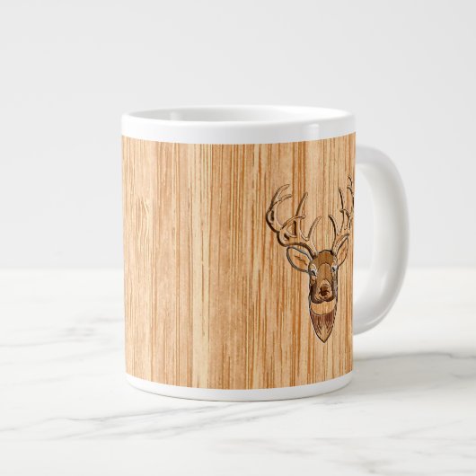 Tasse Géante Chic Queue blanche Cerf Buck Tête Lumière Grain de (Devant droit)