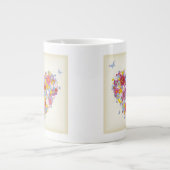 Tasse Géante Coeur floral aux papillons (Devant)