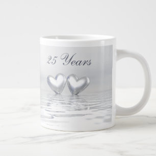 Tasse Géante Coeurs de l'anniversaire d'argent